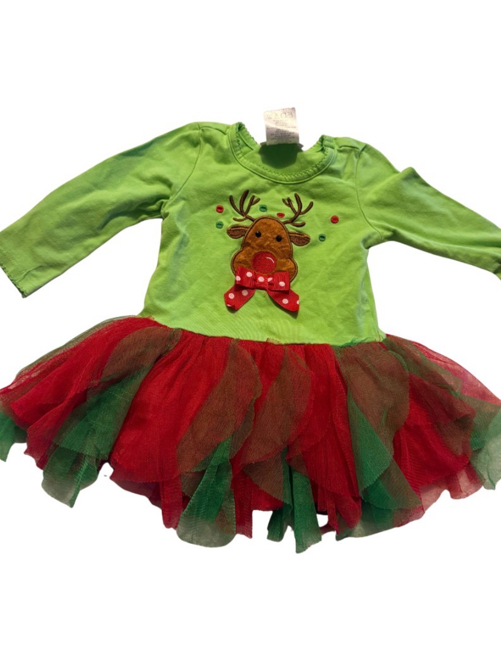 Bonnie Baby Green & Red Reindeer Tutu Dress